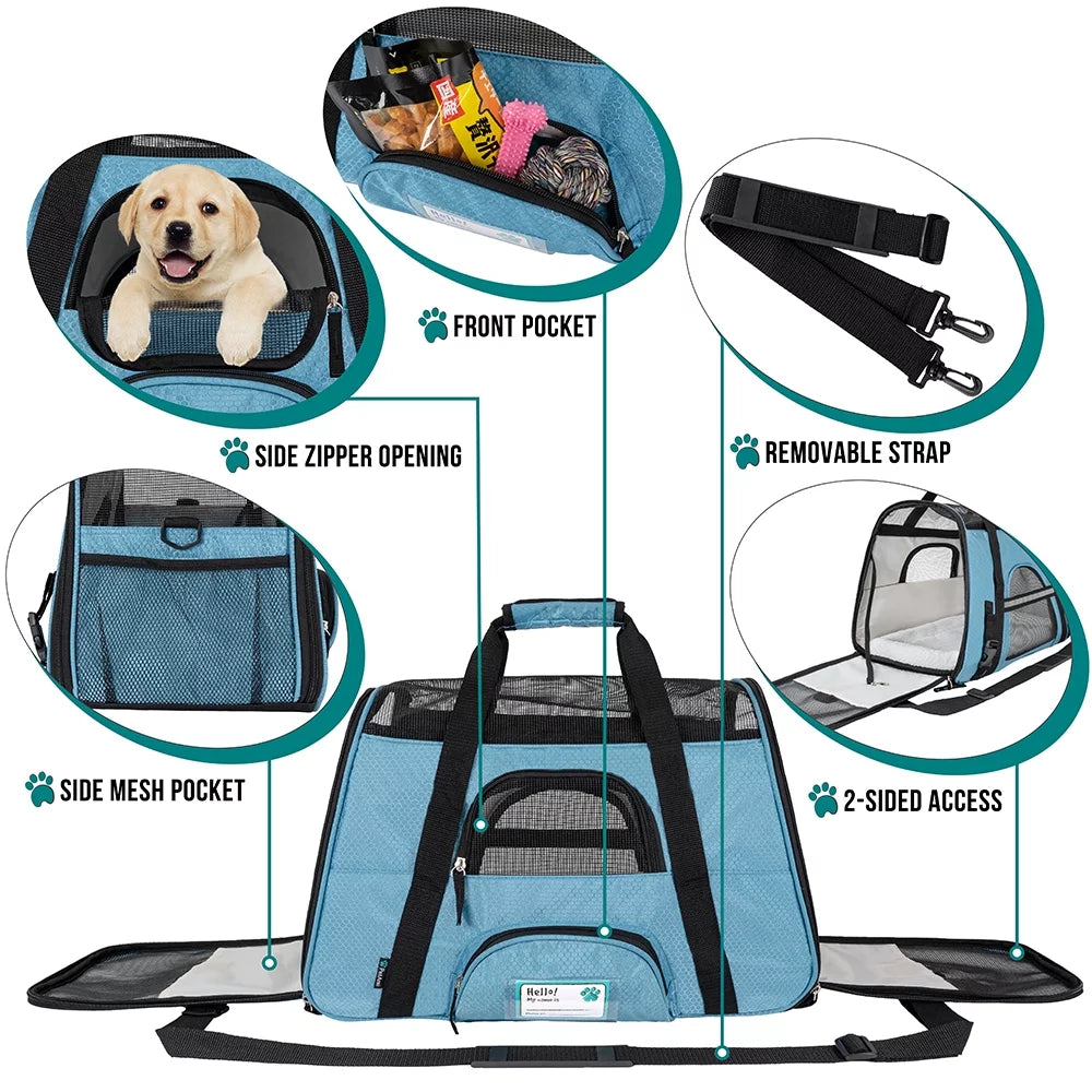 Airline Approved Pet Carrier for Cat, Soft Sided Dog Carrier for Small Dog, Cat Travel Supplies Accessories for Indoor Cat, Ventilated Pet Carrying Bag Medium Kitten Puppy, Large Heather Purple