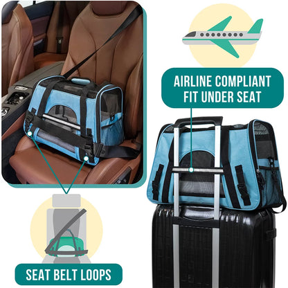 Airline Approved Pet Carrier for Cat, Soft Sided Dog Carrier for Small Dog, Cat Travel Supplies Accessories for Indoor Cat, Ventilated Pet Carrying Bag Medium Kitten Puppy, Large Heather Purple