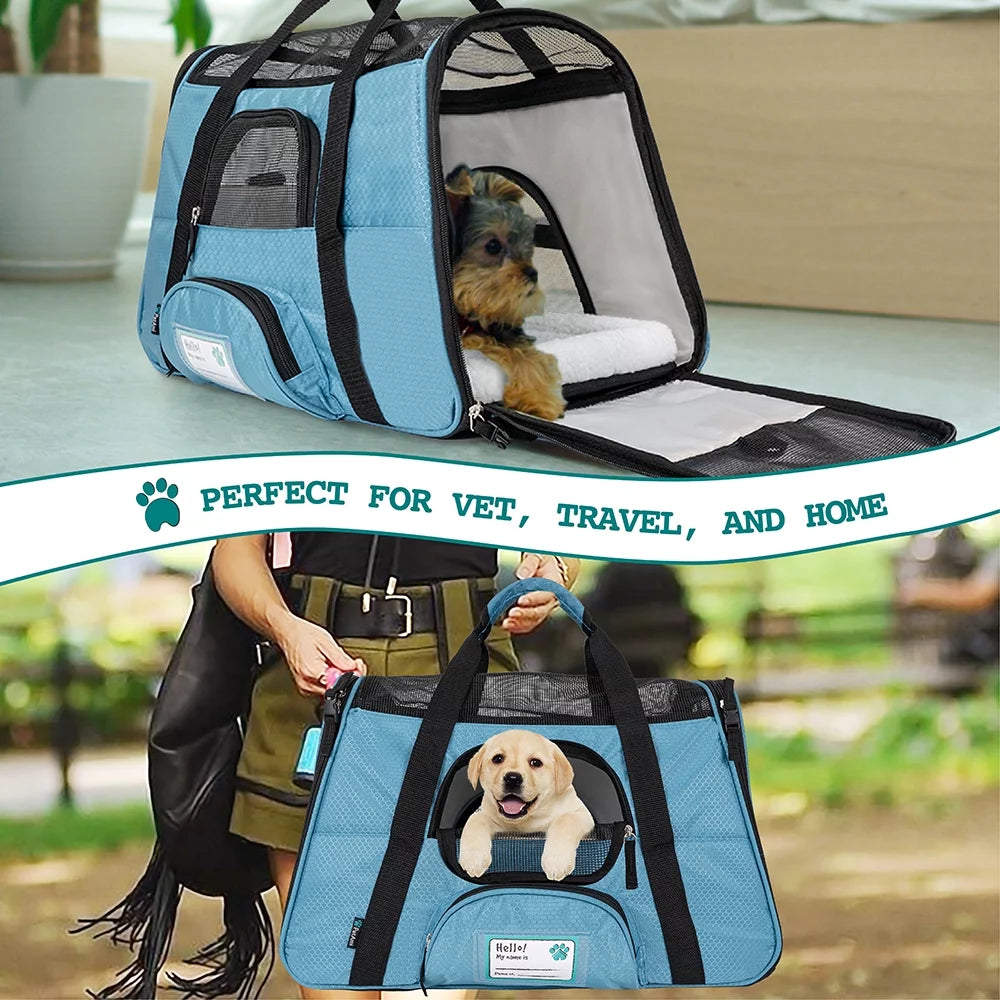 Airline Approved Pet Carrier for Cat, Soft Sided Dog Carrier for Small Dog, Cat Travel Supplies Accessories for Indoor Cat, Ventilated Pet Carrying Bag Medium Kitten Puppy, Large Heather Purple