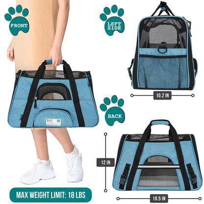 Airline Approved Pet Carrier for Cat, Soft Sided Dog Carrier for Small Dog, Cat Travel Supplies Accessories for Indoor Cat, Ventilated Pet Carrying Bag Medium Kitten Puppy, Large Heather Purple